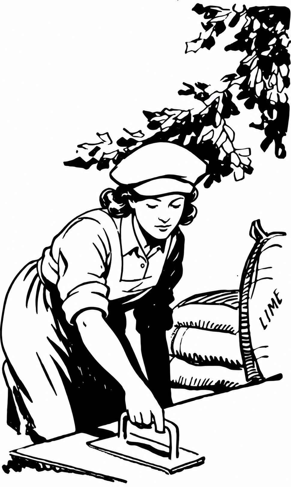 A stonemason kneeling at work with lime